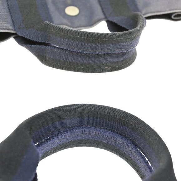 HERMES Logo Fourre Tour PM Hand Tote Bag Canvas Blue Black SHW France 09EF157 - Picture 11 of 14